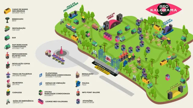 Mapa do recinto do MEO Kalorama 2024.